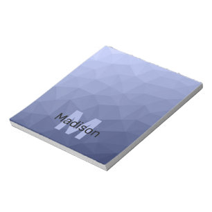 Grijsblauw geometrisch mesh patroon Monogram Notitieblok
