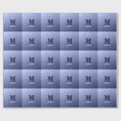 Grijsblauw geometrisch meshpatroon Monogram Cadeaupapier (Vlak)