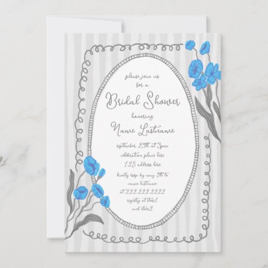 Grijsblauw grillig handgeschilderd Vrijgezellenfee Kaart (Voorkant)