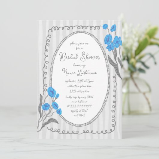 Grijsblauw grillig handgeschilderd Vrijgezellenfee Kaart (Staand voorkant)