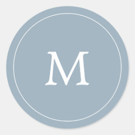 Grijsblauw minimalistisch eenvoudig monogram bruil ronde sticker