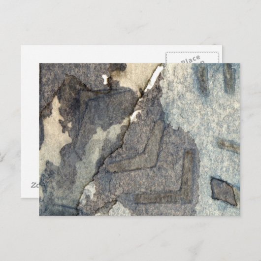 grijsblauwe achtergrond waterverf 2 briefkaart (Voorkant / Achterkant)