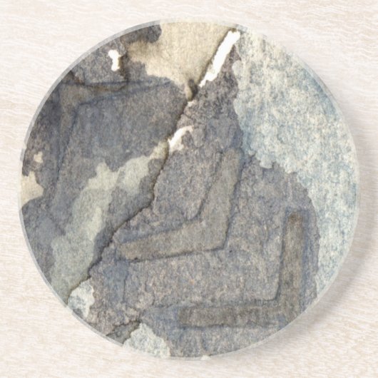 grijsblauwe achtergrond waterverf 2 zandsteen onderzetter (Voorkant)