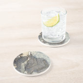 grijsblauwe achtergrond waterverf 2 zandsteen onderzetter (Zijkant)