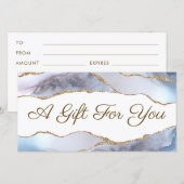 Grijsblauwe agaat cadeaubon (Voorkant / Achterkant)