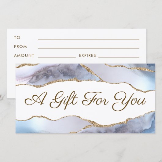 Grijsblauwe agaat cadeaubon (Voorkant / Achterkant)