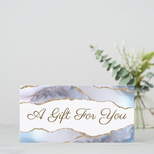 Grijsblauwe agaat cadeaubon (Staand voorkant)