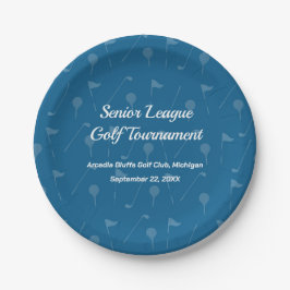 Grijsblauwe golfbal/vlag patroon papieren bordje