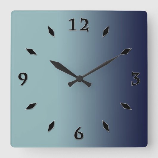 Grijsblauwe gradiënt. vierkante klok (Voorkant)