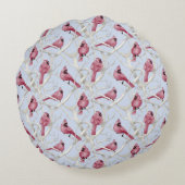 Grijsblauwe Kardinaalvogels Persoonlijk Monogram Rond Kussen (Achterkant)