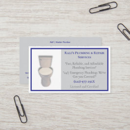 Grijsblauwe loodgieter sanitair diensten toilet visitekaartje