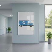 Grijsblauwe poster van ambulance