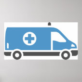 Grijsblauwe poster van ambulance (Voorkant)