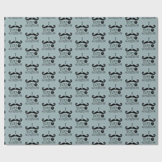 Grijsblauwe snor U een vraag Vaderdag Cadeaupapier (Vlak)