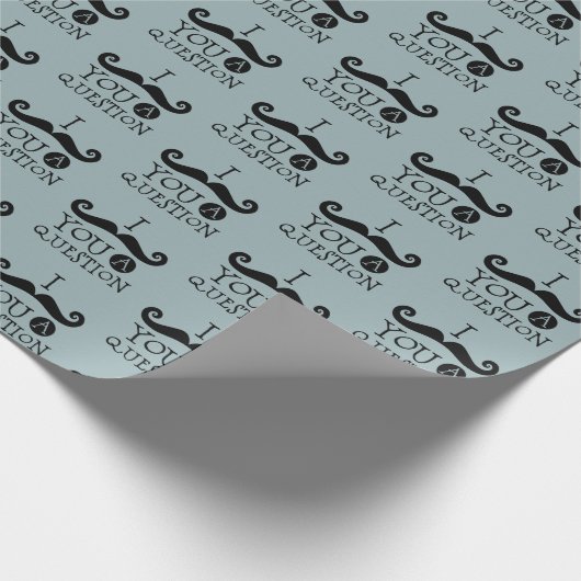 Grijsblauwe snor U een vraag Vaderdag Cadeaupapier (Hoek)