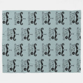 Grijsblauwe snor U een vraag Vaderdag Fleece Deken (Voorkant (Horizontaal))