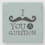 Grijsblauwe snor U een vraag Vaderdag Stenen Onderzetter (Voorkant)
