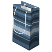Grijsblauwe strepen klein cadeauzakje (Achterkant Gekanteld)