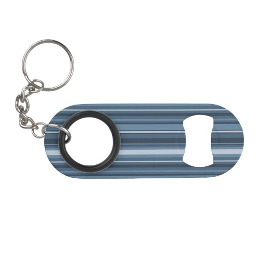 Grijsblauwe strepen sleutelhanger flessenopener (Voorkant (Horizontaal))