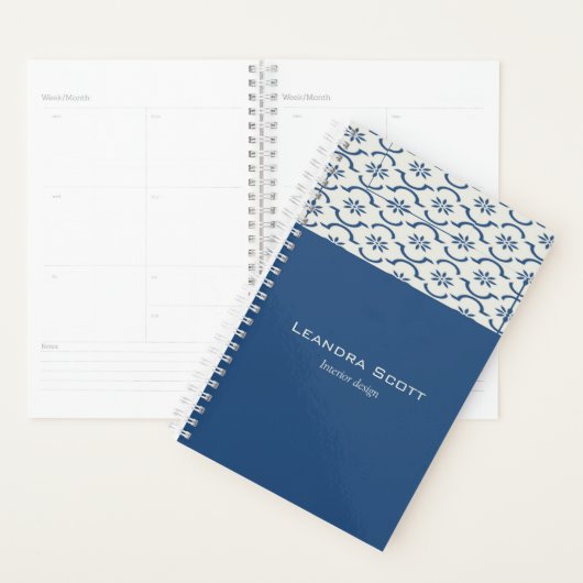 Grijsblauwe tegelprint planner (Display)
