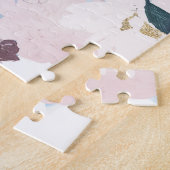  grijsblauwe Waterverf Roze en witte Floral Legpuzzel (Zijkant)