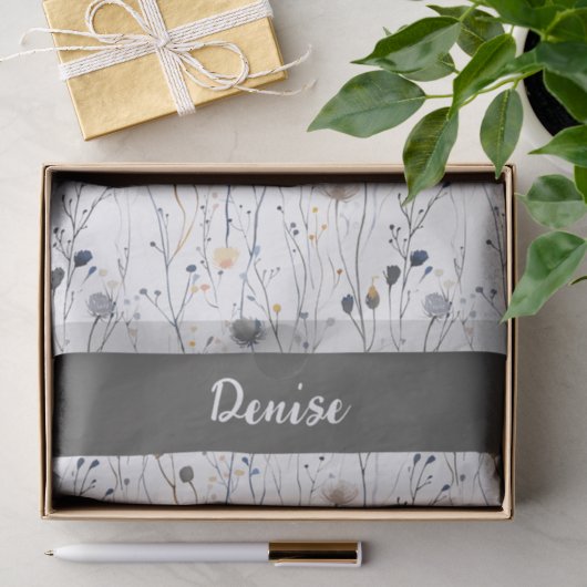 Grijsblauwe wilde bloem waterverf tissuepapier (Geschenk)