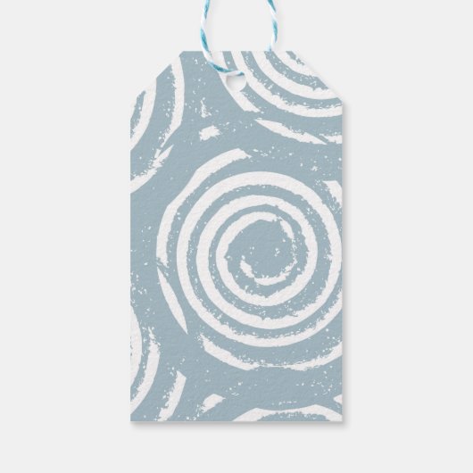 Grijsblauwe witte cirkels cadeaulabel (Achterkant)