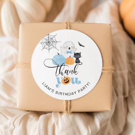 Grijsboy Halloween verjaardagsfeest dank je Ronde Sticker