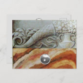 GRIJSBRUINE CORNUCOPIE MET WITTE EDELSTEEN FEESTDAGENKAART (Voorkant / Achterkant)