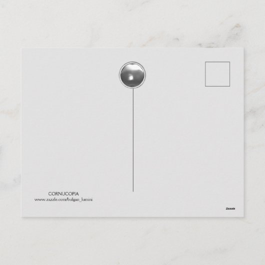 GRIJSBRUINE CORNUCOPIE MET WITTE EDELSTEEN FEESTDAGENKAART (Achterkant)