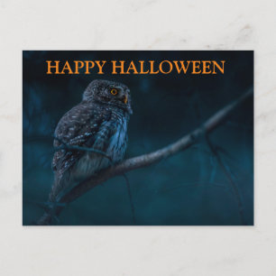 Grijselige Halloween Nacht met Uilen Ansichtkaart Briefkaart
