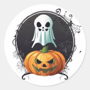 Grijselige Halloween Nacht Sticker: Enge Pret voor Ronde Sticker