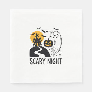 Grijselige Nacht Halloween Spokenhuis Spook Ontwer Servet