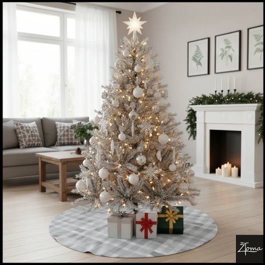 Grijsgebruikte geruite digitale statische textuur kerstboom rok