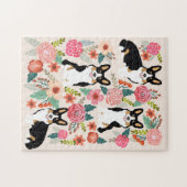 Grijsgekleurde Corgi Dog  Florals Legpuzzel (Horizontaal)