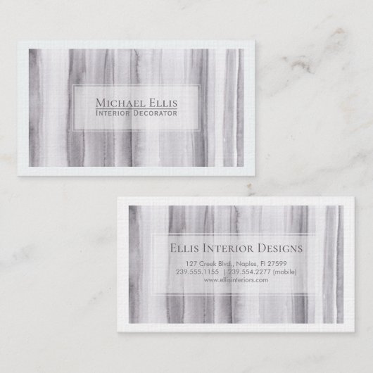 Grijsgestreepte Waterverf Visitekaartje (Voorkant / Achterkant)