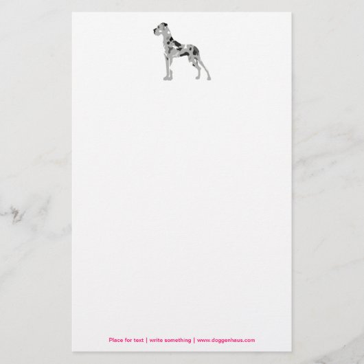 Grijsgetijgerde Doggensilhouet Briefpapier (Voorkant)