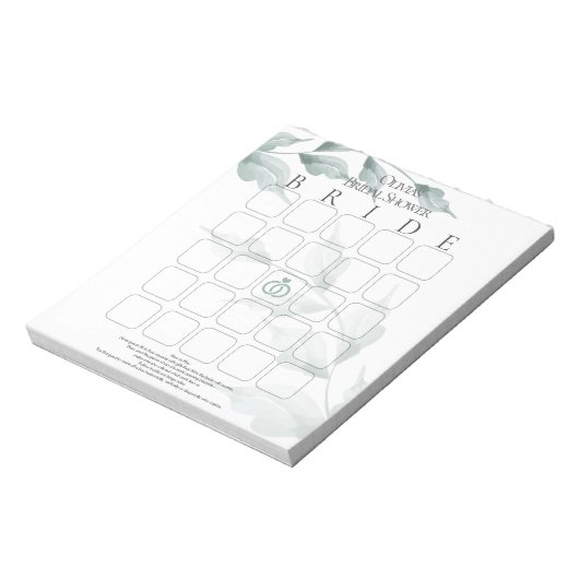 Grijsgetint Jade Groene Botanische Bruidsbingo Notitieblok (Linkerzijde)