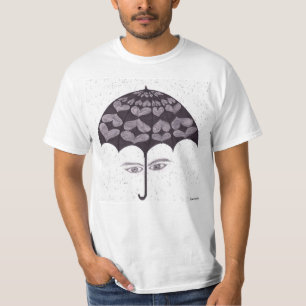 Grijsgetint Tekenconcept van een Versierde Paraplu T-shirt