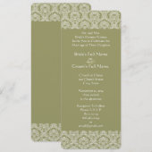 Grijsgroene damast krullen trouw uitnodiging (Voorkant / Achterkant)