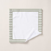Grijsgroene en witte streep bad handdoek (Wasdoekje)
