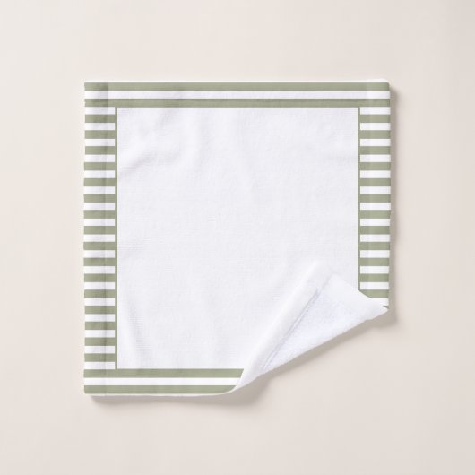 Grijsgroene en witte streep bad handdoek (Wasdoekje)