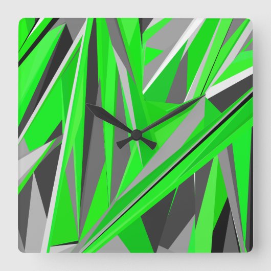 Grijsgroene geometrie vierkante klok (Voorkant)