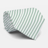 Grijsgroene jade en wit chevron gestreept patroon stropdas (Opgerold)