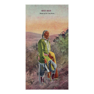 Grijsharige indiaanse notitieboek perfect poster