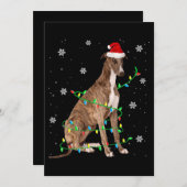 grijshond kerstlicht leuke kerstman grijshond feestdagenkaart (Voorkant / Achterkant)