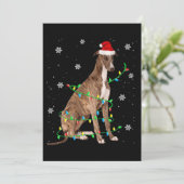 grijshond kerstlicht leuke kerstman grijshond feestdagenkaart (Staand voorkant)