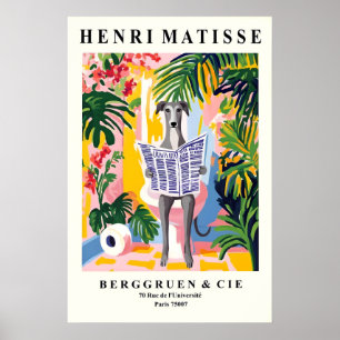 Grijshond op Toilet Kunst - Matisse Stijl Badkamer Poster