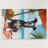 Grijshond strand relax scène legpuzzel (Horizontaal)