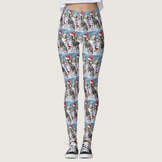 Grijshond Winter Wonderland Kerstvreugde Leggings (Voorkant)